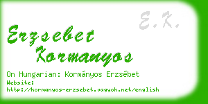 erzsebet kormanyos business card